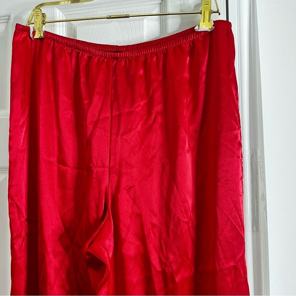 Private Luxuries Pajama Set Size Medium Vintage Red Scarlet 100% Polyester Lace - Picture 5 of 12